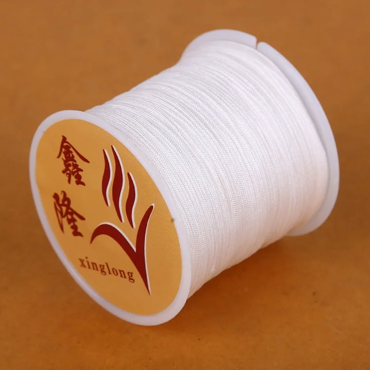 23 Цвета 50 м атласный нейлоновый китайский узел шнур макраме браслет плетеный шнур DIY кисточки вышивка бисером нить ювелирных изделий - Цвет: White