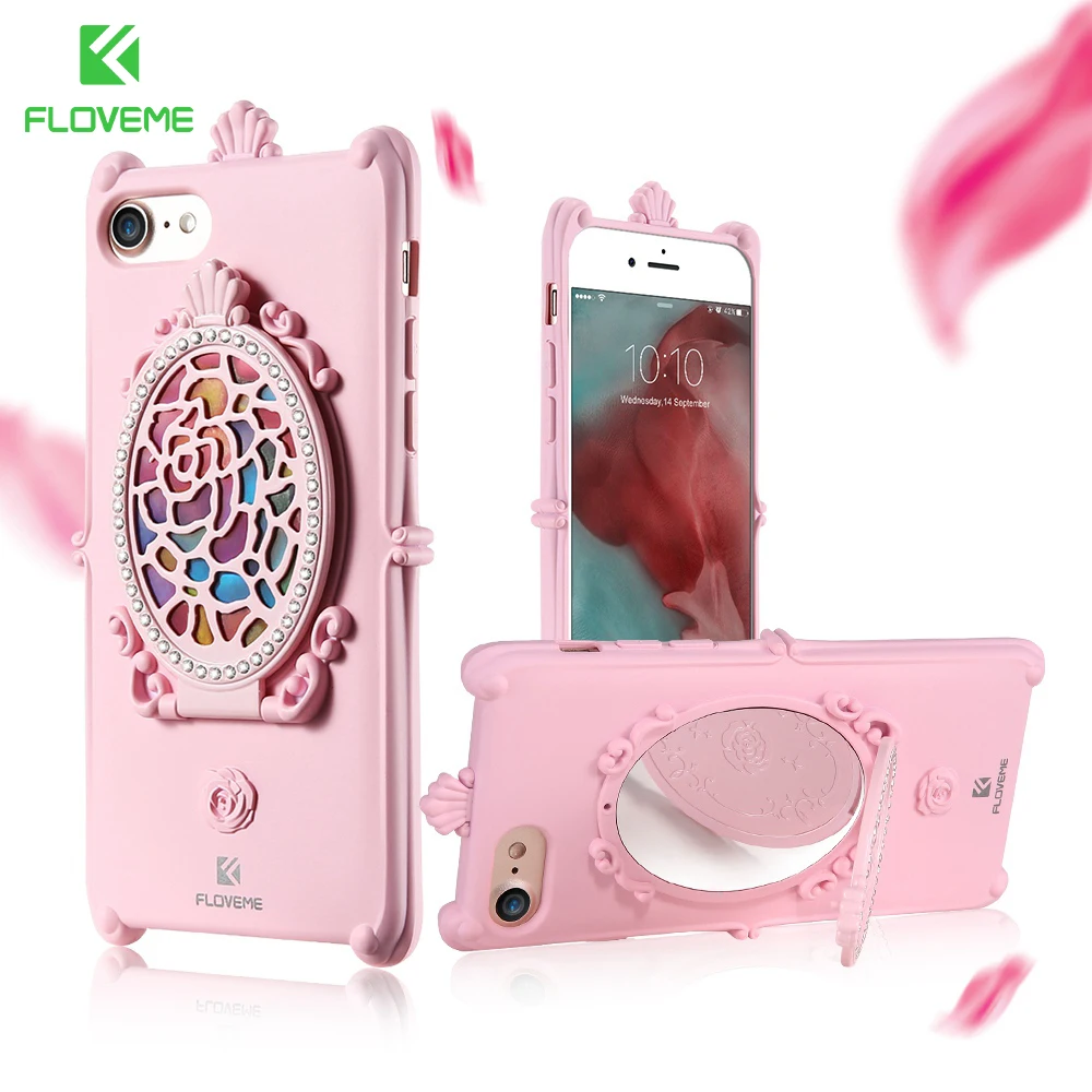 

FLOVEME Makeup Mirror Case For iPhone 7 6 6S Plus iPhone 5S 5 SE Cases Glitter Cover For Samsung S7 Edge For iPhone 7 6 5S Cases