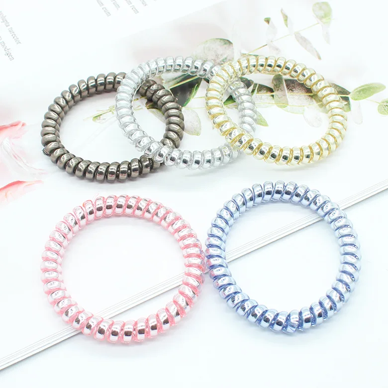 5Pcs/set Telephone Line elastic Hair color girl hair ring women accessories Trendy Headbands transparent elastic hair band 5Pcs/set Telephone Line elastic Hair color girl hair ring women accessories Trendy Headbands transparent elastic hair band