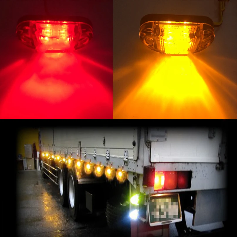 Car Flashing 10Pcs 12V 24V Car Truck Trailer brake DRL LED Side Marker
