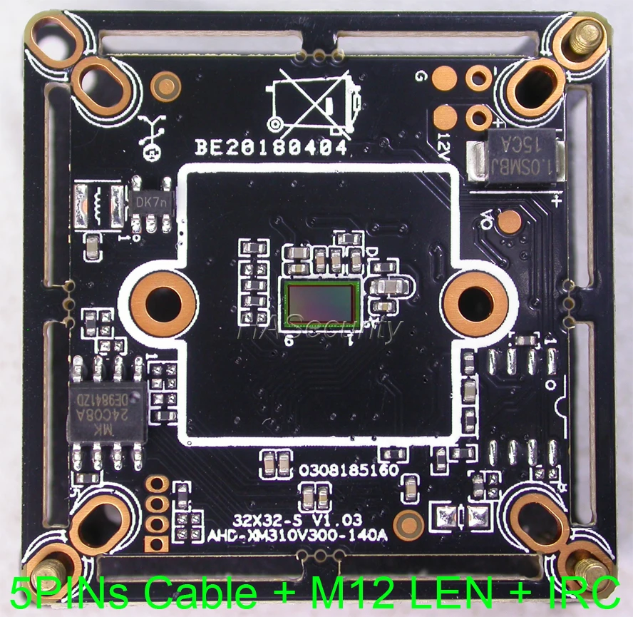 

AHD-M (720P) 1/4" SP140A CMOS image sensor + ISP310 (XM310) CCTV camera PCB board module +5PINs cable +IRC +LENs