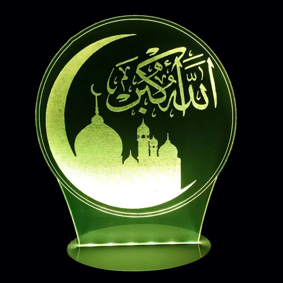 

7 Colors Change 3D Led Luminous Islamic Architecture Baby Room Table Lamp Home Decor Crescent Light Atmospheres Sleep NightLight