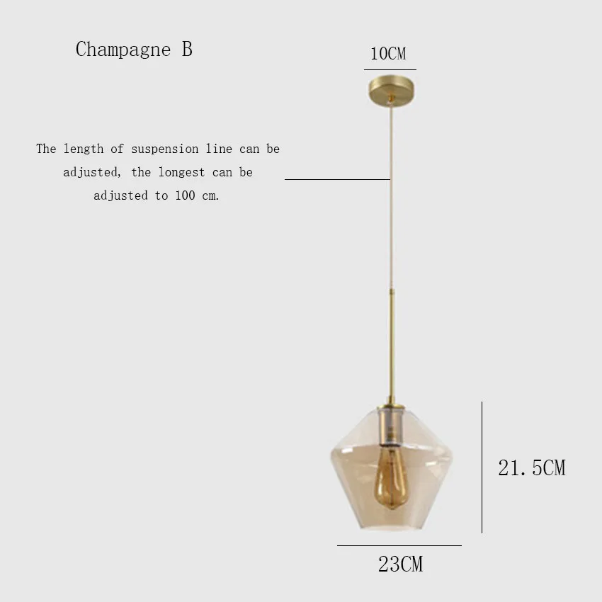 Скандинавский Лофт ретро обеденный стеклянный подвесной светильник для гостиной, спальни, внутреннего освещения, Светильники для лестницы, коридора, освещение, светильник - Цвет корпуса: Champagne B