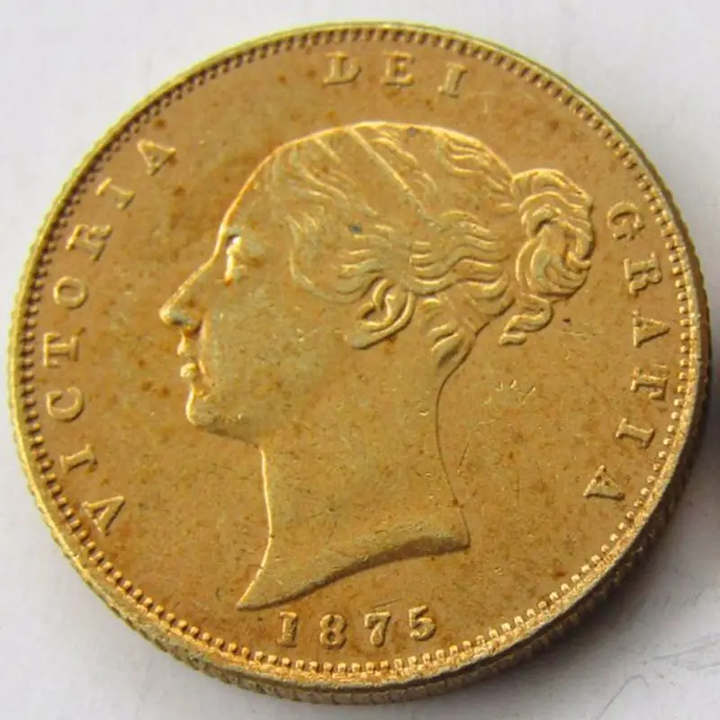 1875 Queen Victoria Young Head Gold Plated Coin Very Rare Half