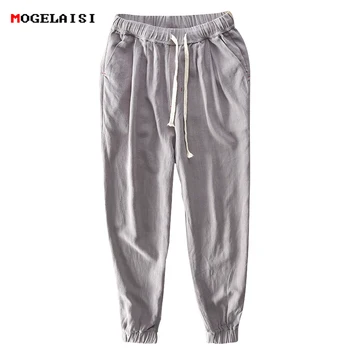 

New Summer Linen Pants men Full Length solid hip hop Linen Cotton Men Loose Pants Linen Harlan Trousers plus size S-5XL