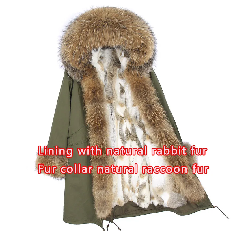 Maomaokong роскошное модное зимнее пальто для девочек с воротником из натурального Лисьего меха, пальто с подкладкой из меха енота, куртка в стиле милитари - Цвет: FC2-22