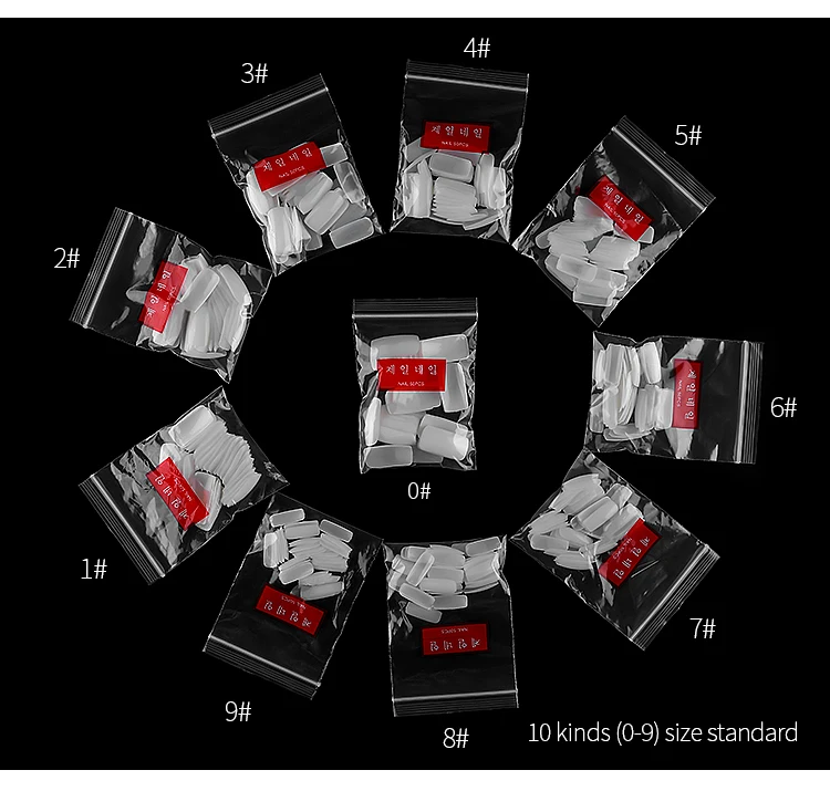 10 Размер 500 шт полное покрытие Удлинение Длинные наклейки на ногти Советы Чистые Натуральные Искусственные накладные ногти Гибкая Смола ногти трафареты для маникюра