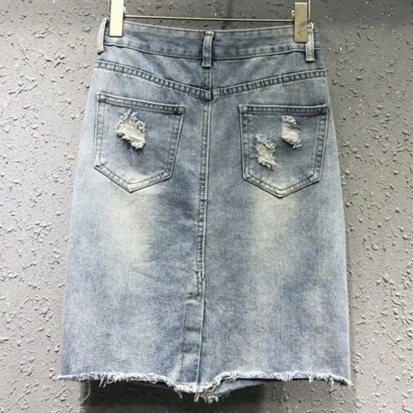 Новинка; модная летняя джинсовая юбка с жемчужинами и бисером; джинсовая юбка трапециевидной формы с цветочной вышивкой и высокой талией