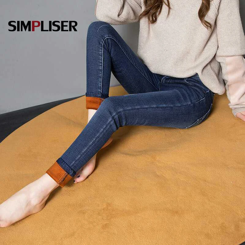 Winter Jeans For Women Warm Fleece Trousers Female Plus Size 34 Skinny Pencil Pants Stretch Jeans Leggings Denim Blue Mom Jeans Winter Jeans For Women Warm Fleece Trousers Female Plus Size 34 Skinny Pencil Pants Stretch Jeans Leggings Denim Blue Mom Jeans