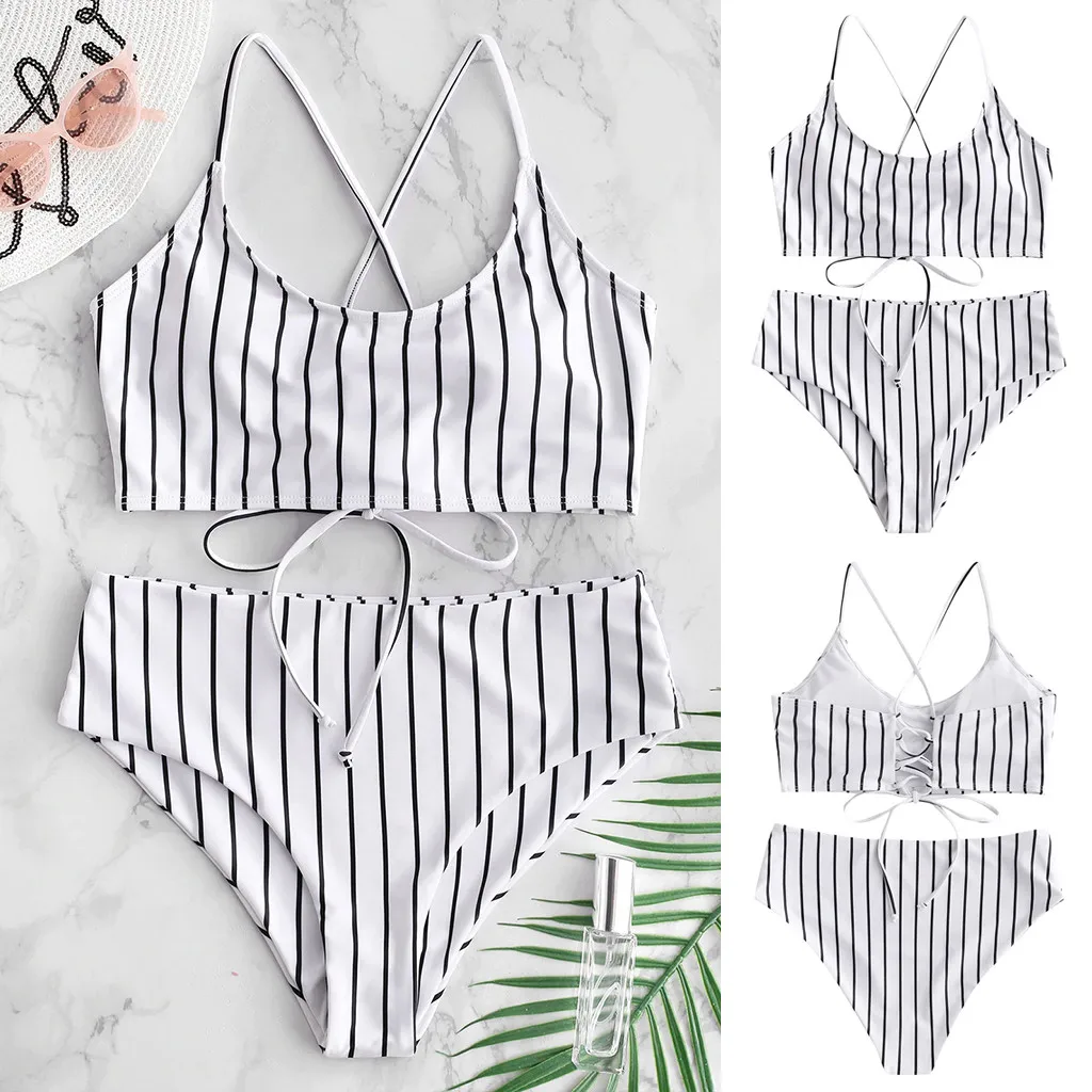 Women Printing Bandage Bikini Set Brazilian Swimwear Beachwear brazilian bikini Swimsuit#0703