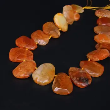 

15.5"/strand Orange Crack Agates Top Drilled Faceted Slab Loose Beads,Natural Onxy Stone Slice Nugget Pendants Jewelry Making