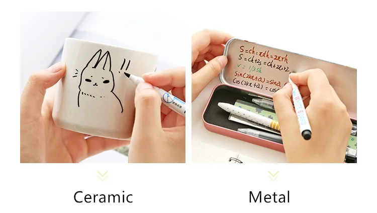 Marcador de Quadro Canetas de Vidro Desenho de Metal Cor de Caneta Lote Branco Quadro Apagável Scrapbooking Escola Escritório Suprimentos Eb973 48 Pçs - 8 7 Material escolar e de escritório
