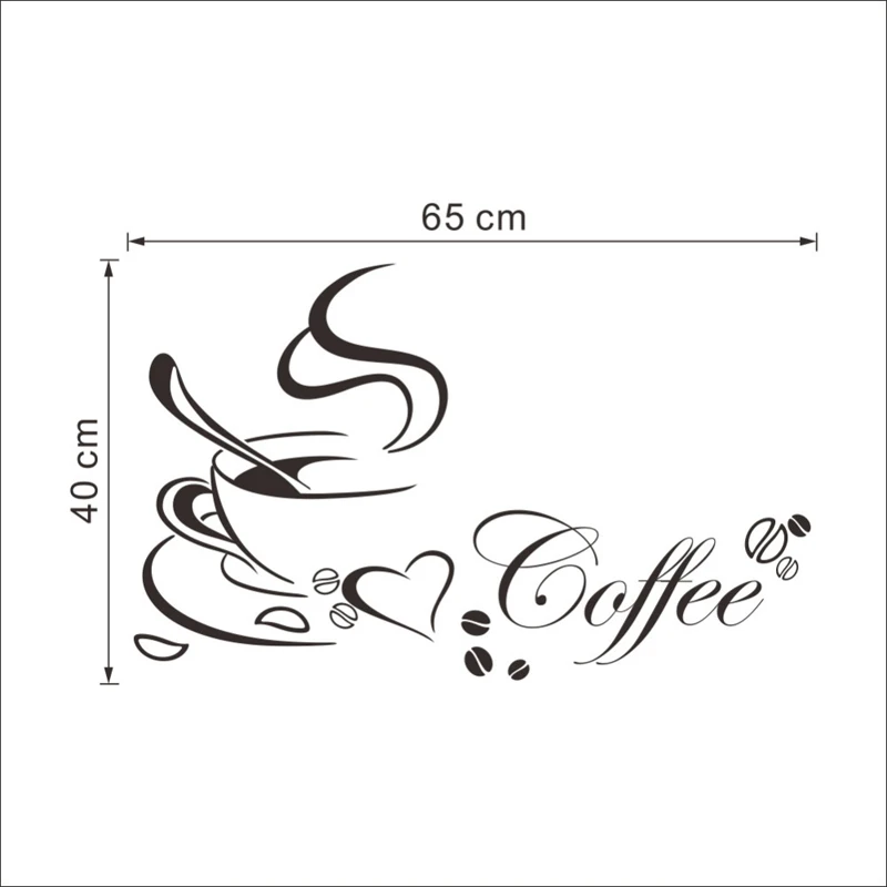 Coffee Cup Heart Kitchen Wall Sticker Quotes Living Room Restaurant Wall Decal Vinyl Wall Stickers Cuisine Home Decor Cafe Mural