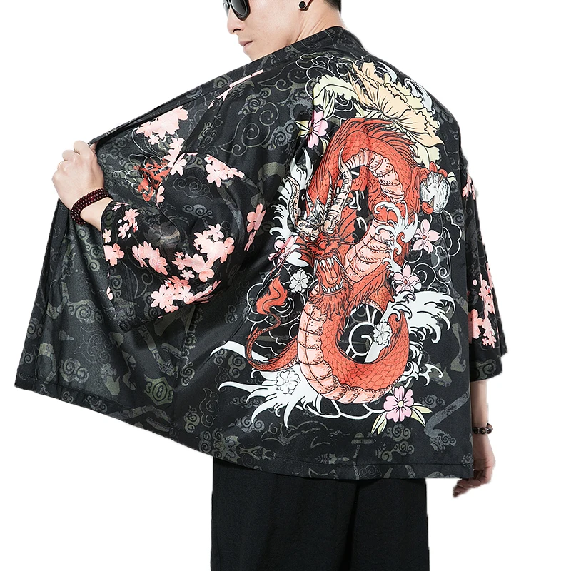 

2019 summer Chinese style Men Kimono Cardigan Trench Coat Male Harajuku Loose Casual Open Stitch Windbreaker Jacket vintage men
