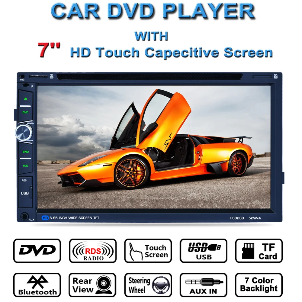

7 Inch 2DIN Double Din DVD Car Media Player BT/FM/AM/RDs Radio Tuner DSP Audio Capacitive Touch Screen Car Multimedia Player