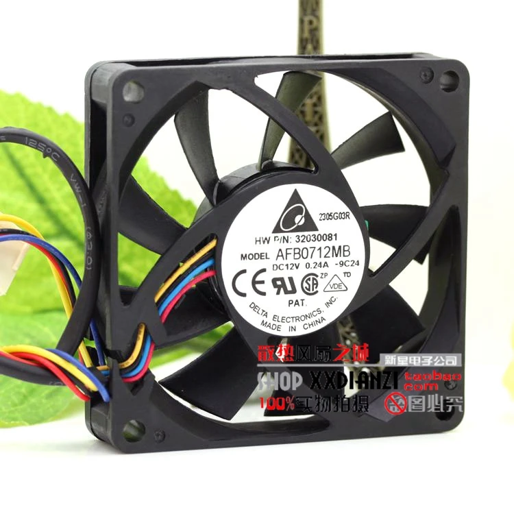 

Delta Electronics AFB0712MB 9C24 DC 12V 0.24A 70x70x15mm 4-Wire Server Cooling Fan