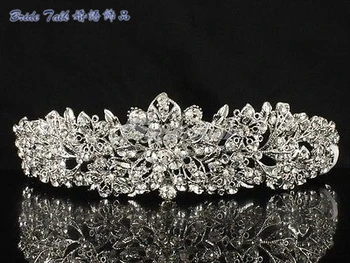 

Bayliner High Quality Clear Austrian Crystal Bridal Leaf Flower Tiaras Crown Headband Wedding Jewelry Accessories JHA4714
