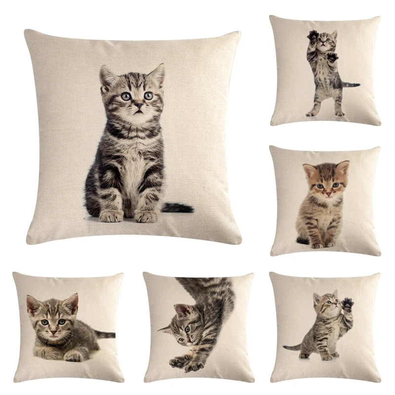 45cm*45cm Cute Cat Pillow Cover Soft Square Sofa Cushion Suitable for Home/Automobile/Office Decoration | Дом и сад