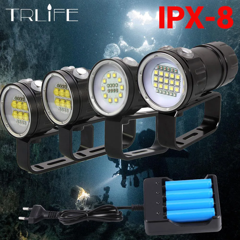  Super Bright Scuba Diving Flashlight XHP70/90 LED Photography Video light underwater 200m waterproo - 33011130681