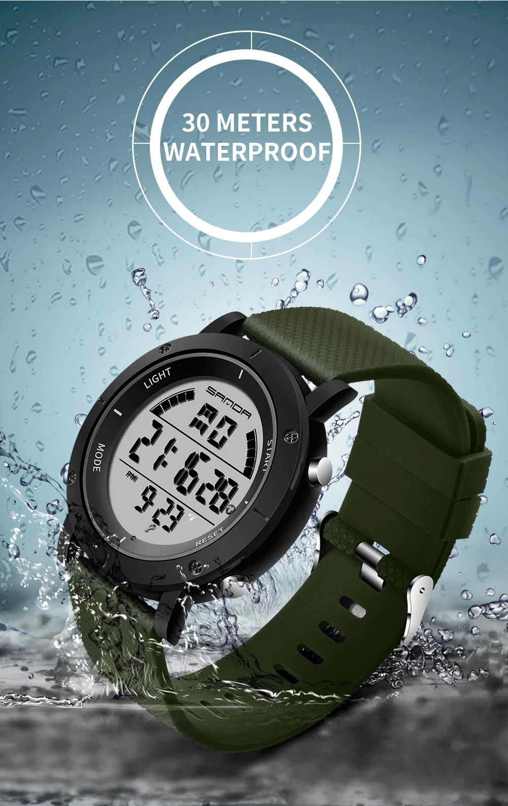 SANDA 410 Free Shipping Sport Men Watches Waterproof Led Electronic Digital Fashion Mens Wristwatch Relogio Masculino Hodinky (9)