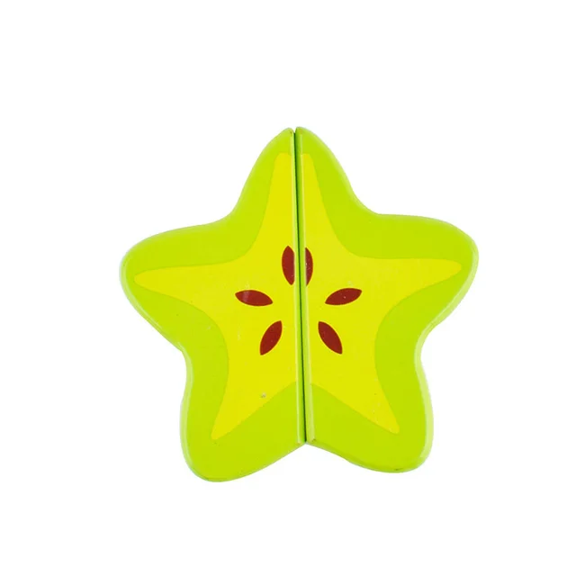 [Toy Woo] Wooden Cutting Kitchen Toy Pretend Play Fruit Vegetable Baby Educational Food Toys Children's Kitchen Play Gifts Star fruit slices