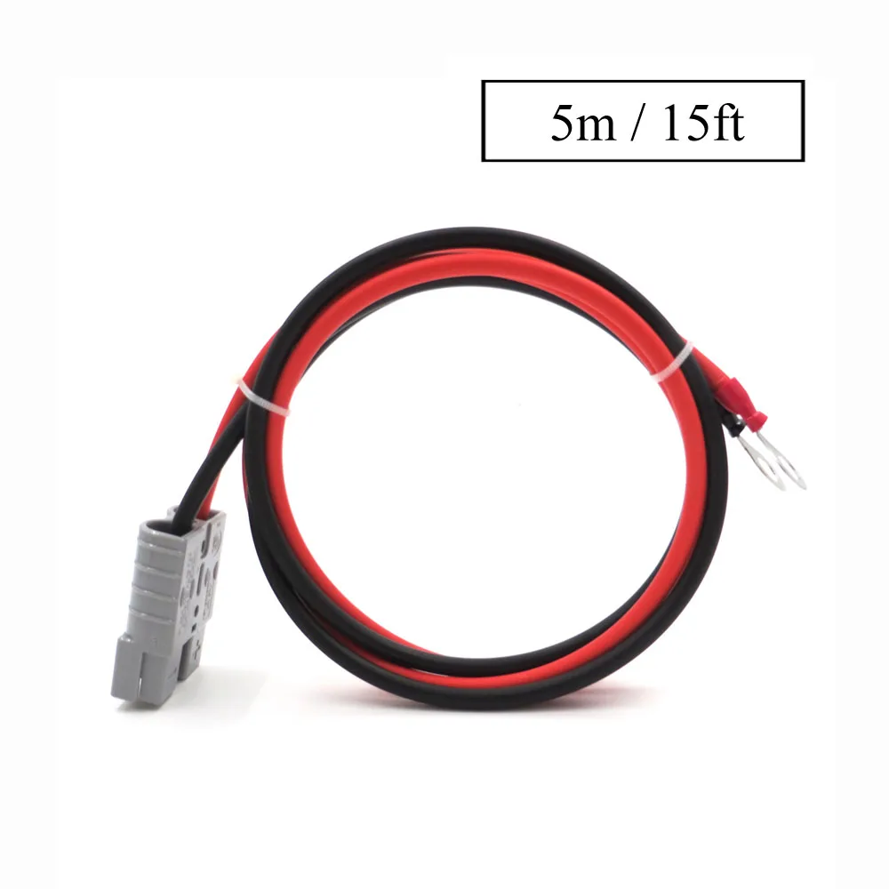 

15FT SH50 Plug 50A 600V 5meter Extend cable solar cable Connect 2.5mm2 with M8 terminal ring Battery lug bolt tab