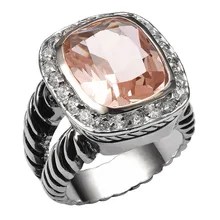 Caliente venta Morganite 925 alto de la cantidad anillo para hombre y mujeres de moda regalo partido de la joyería tamaño 6 7 8 9 10 F1461