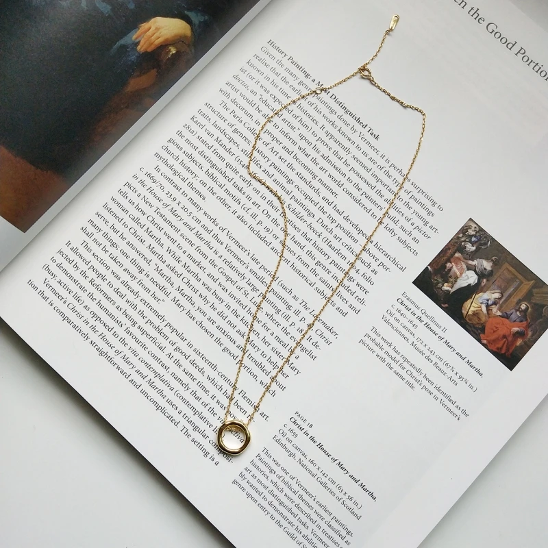 Leven нарядное 925 Стерлинговое Серебро цепочка на шею; ожерелье необычного Дизайна круглый кулон круг золотое украшение на шею