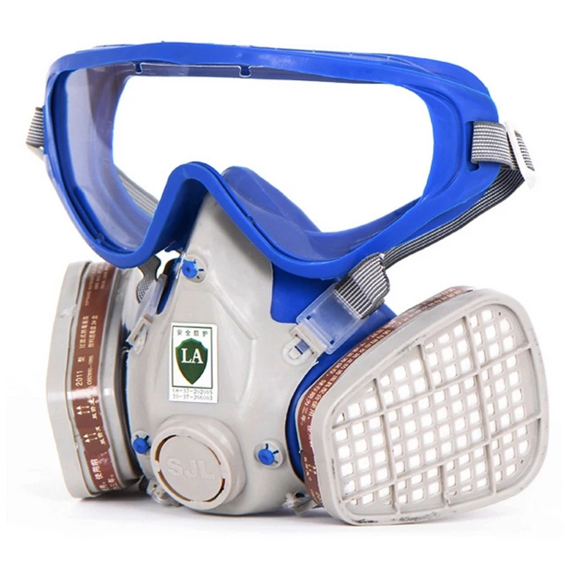 Kopen Gas masker met bril volledige gezicht beschermende masker Siliconen carbon filter masker verf spray gas boxe beschermen masker pak