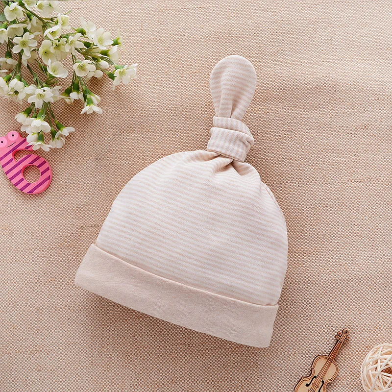 Organic Cotton Newborn Baby Hat Striped Cute Beanie For Newborn Girls Comfortable Newborn Tire Cap Spring Baby Boys Clothing (4)