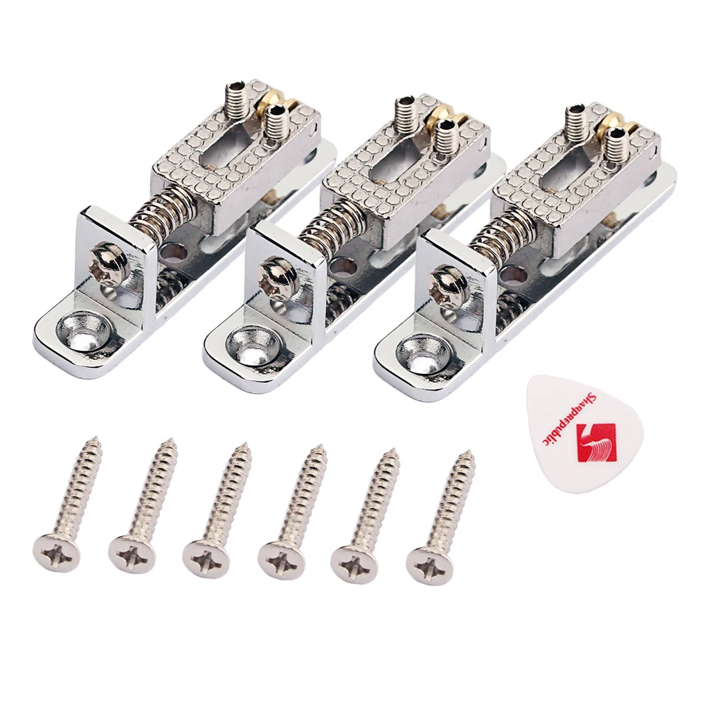 3pcs Guitar Trem Tremolo Saddles Bridge w/ Screw & Pick Plectrum for Fender ST TL Guitar Accessories