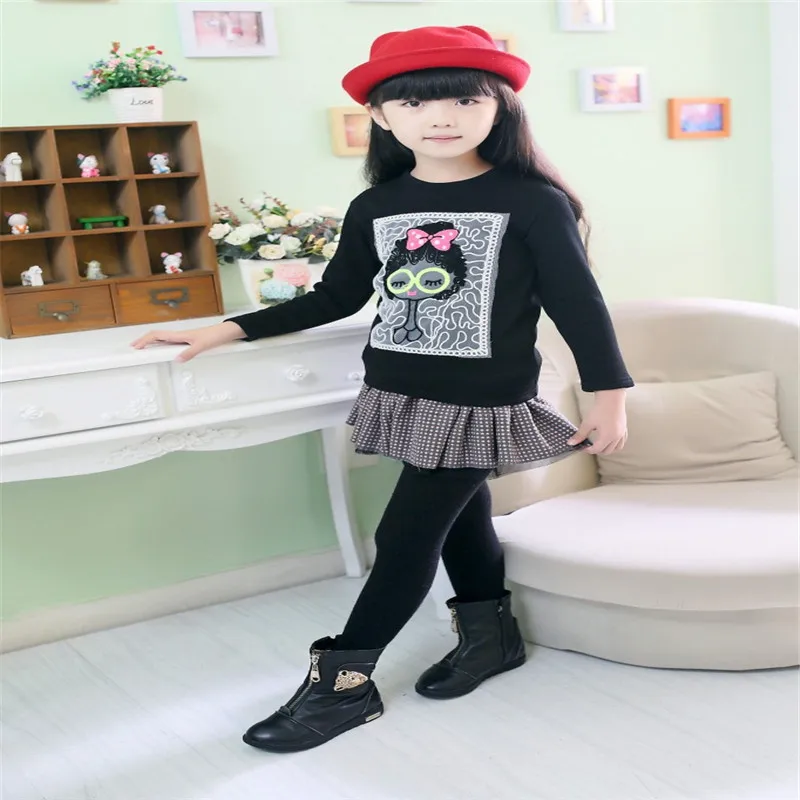 Baby Girls T Shirt Thicken Fleece Girls Outwear Sweatshirt Kids Children Warm Clothes for cold winter Long Shirt For 2-6 Years