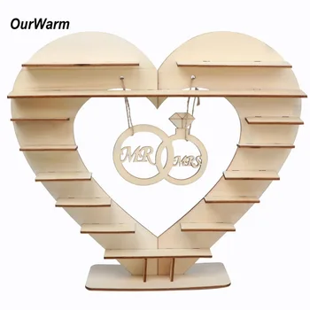 

OurWarm DIY Wood Candy Bar Box Heart Chocolate Stand Holder Mr Mrs Wedding Souvenirs Anniversary Decorations Gifts for Guests