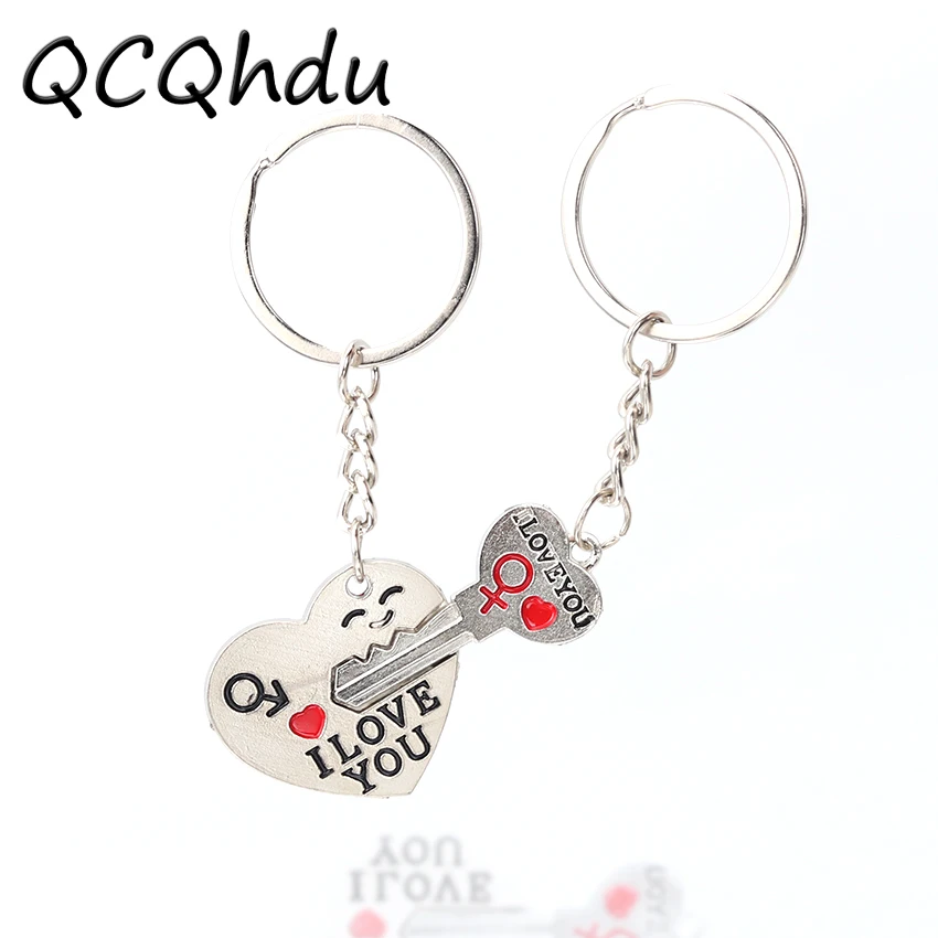 

1 Set New Couple I Love You Letter Keychain Heart Key Ring Silvery Lovers Love Key Chain Souvenirs Valentine Day Gift