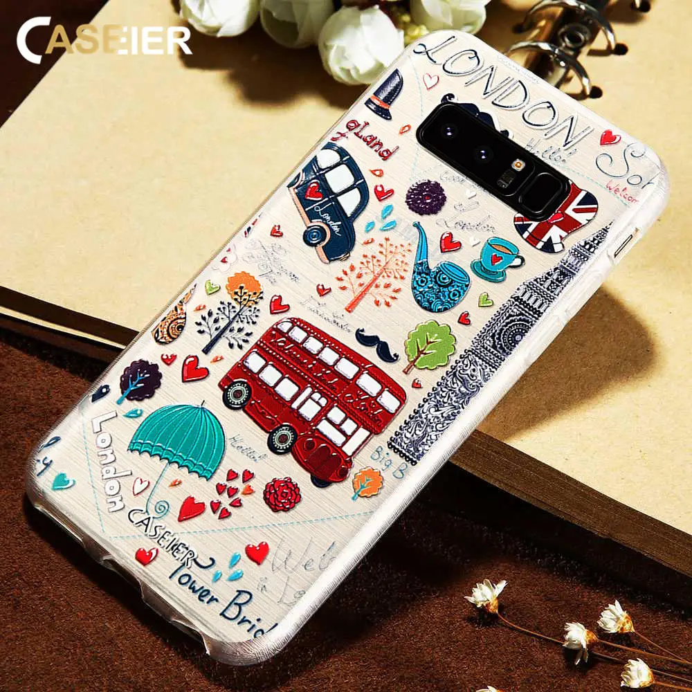 

For Samsung Note 8 , CASEIER Phone Case London Patterned Soft Silicone Cover For Samsung S6 S7 edge S8 Plus Luxury Funda Capinha