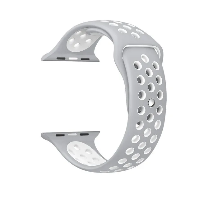 Силиконовые Ремешки для наручных часов Ремешок для Apple Watch серии 4 44 мм 40 мм сменный Браслет для iWatch Группа 42 мм 38 мм серия 3/2/1 - Цвет ремешка: Silver White