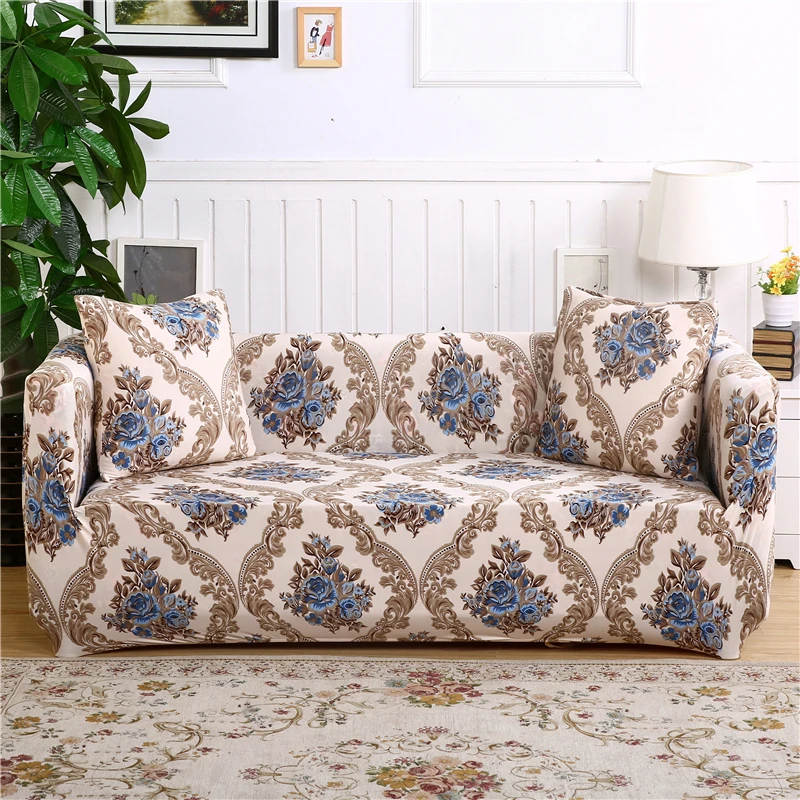 Цветочные печатные эластичные все включено Чехлы для дивана стрейч защитные чехлы съемные чехлы для дивана для гостиной