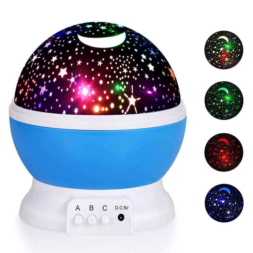 XKD(BL) Elecstars LED Night Light Atmosphere lamp gift Star Projector Lamp Rotating Battery USB Romantic Starry Sky Projector Best Gift - Испускаемый цвет: XKD(BL)