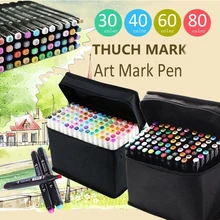 TOUCHFIVE 30/40/60/80 Цвета двойной головкой маркер для рисования ручка жирной алкогольных маркер для рисования кисть товары для рукоделия анимации
