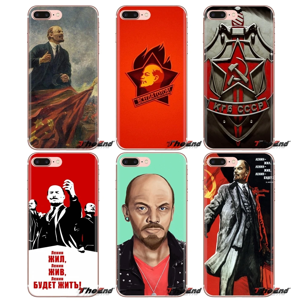 For iPod Touch Apple iPhone 4 4S 5 5S SE 5C 6 6S 7 8 X XR XS Plus MAX Soft Transparent Cases Covers lenin Soviet Union flag |