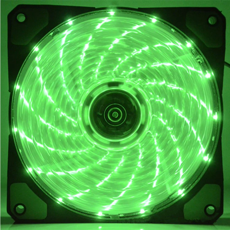 120 мм ПК компьютер 16 дБ Ультра тихий 15 светодиодов чехол вентилятор Радиатор охлаждения ж/Антивибрационная резина, 12 см вентилятор, 12В DC 3P IDE 4pin - Цвет лезвия: Green