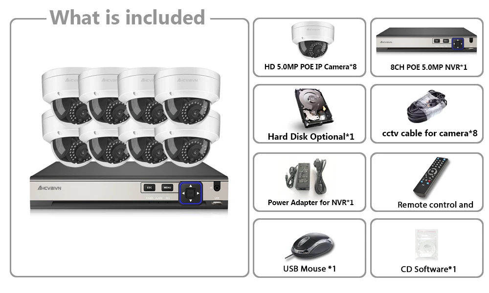  5.0MP H.265 Sistema di Telecamere di Sicurezza NVR Kit Video di Sorveglianza POE IP Cam CCTV Set Au