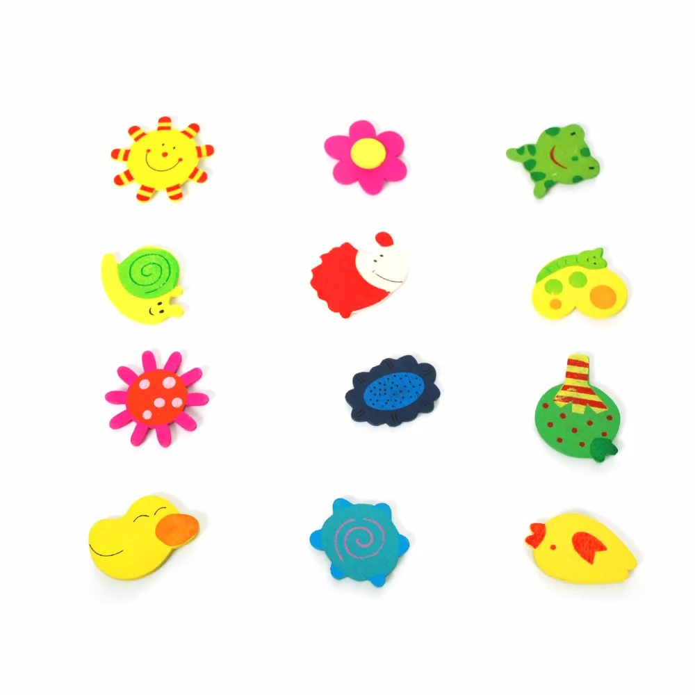 12pcs/set Cute Cartoon Animal Fridge Magnets Wooden Car Whiteboard Sticker Refrigerator Magnets For Home Decor Kids Gifts S25