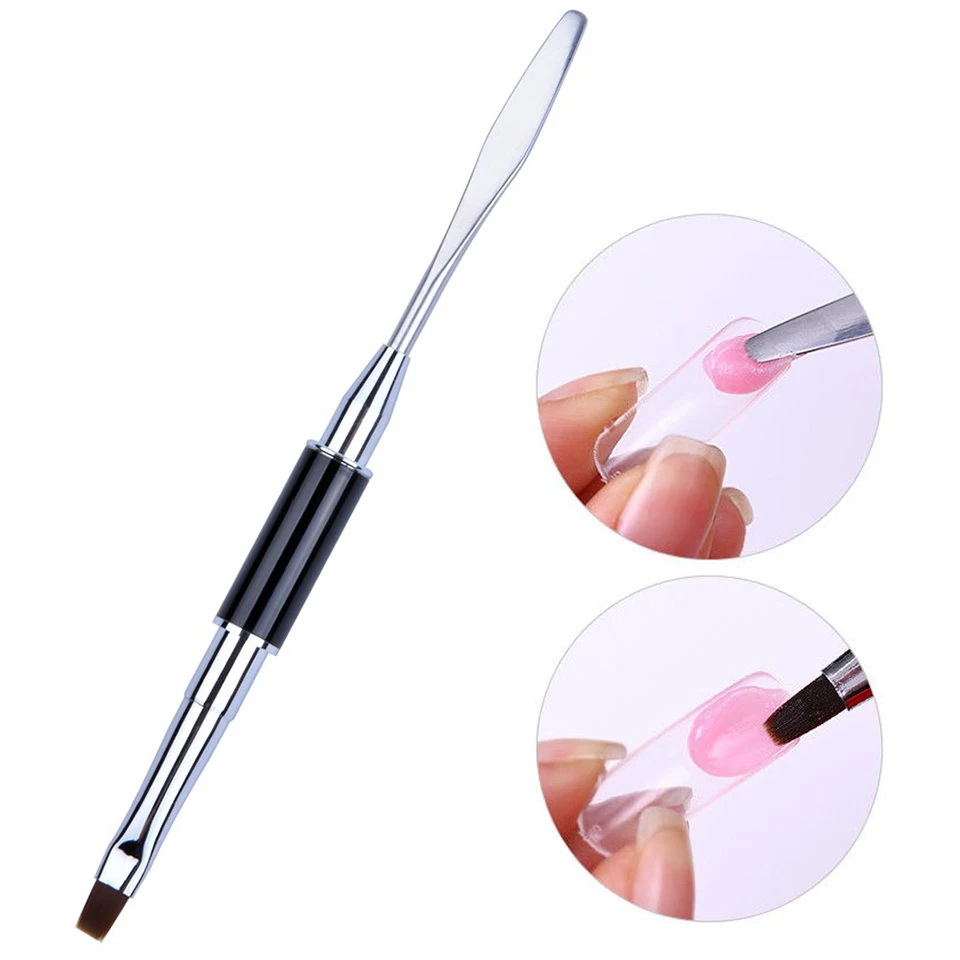2 in 1 Double Ended Polygel Brush and Pen for Acrylic UV Poly GEL Extension Builder Brush Spatula S