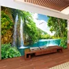 Custom Murals 3D Green Mountain Waterfall Nature Landscape Photo Wallpaper Wall Cloth Living Room Home Decor Wall Covering 3 D ► Photo 1/6