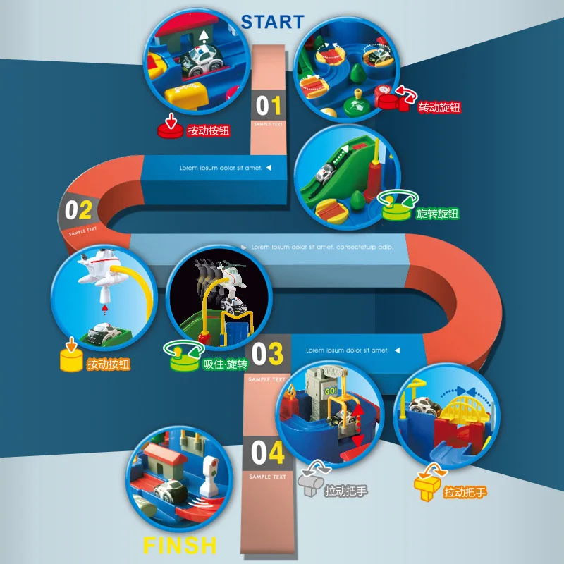 Kopen Handleiding Auto Adventure Spoor Speelgoed Voor Kinderen Educatief Rescue Voertuigen Avontuur Speelgoed Parkeerplaats simulatie Gift Voor Jongen