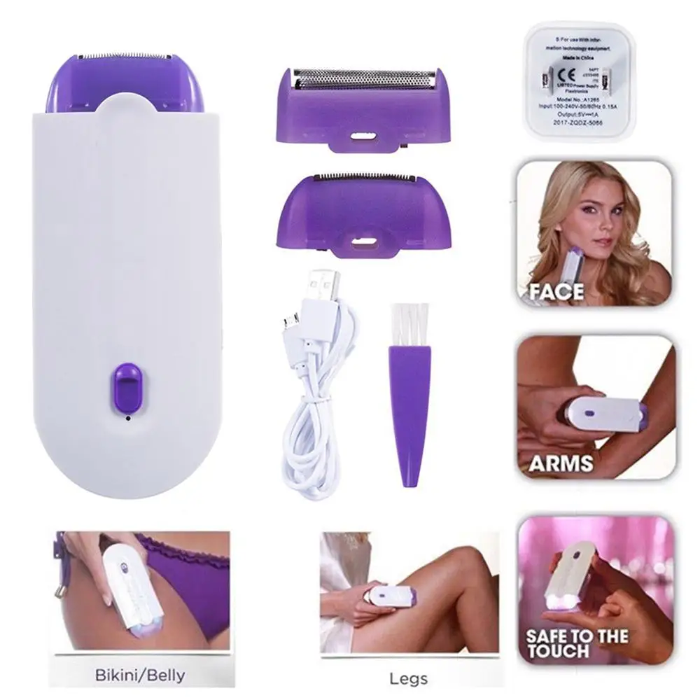 Портативный женский эпилятор, USB Перезаряжаемый инструмент для удаления волос, роторная бритва, для тела, для лица, для ног, бикини, для губ, эпилятор, лазер, США/ЕС/Великобритания, штекер
