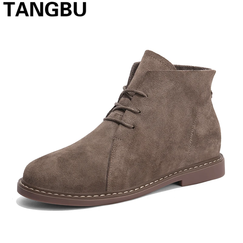 

Brand Genuine Leather Men Chelsea Boots Lace Up Breathable Casual Martin Boots Ankle Botas Fashion Men Leather Boots Size 39-44