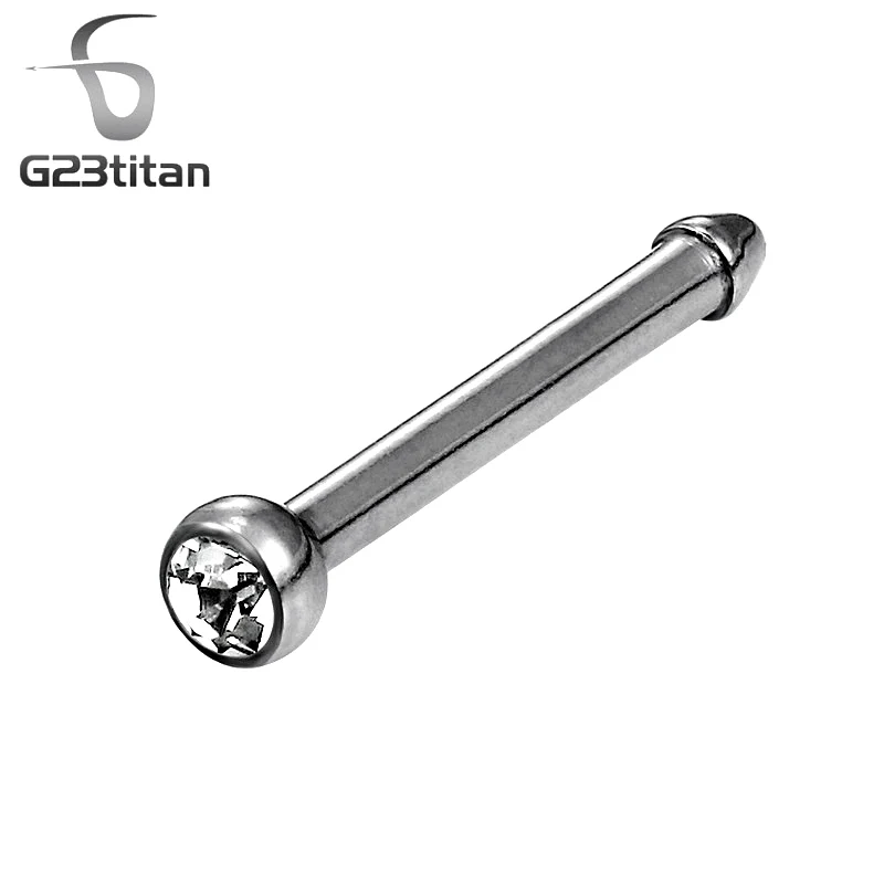 G23titan Nose Rings Nariz Earrings Nostril Piercings CZ Zircon Piercing Nose Screw Curved Prong Nose Stud Rings Body Jewelry - Image 5