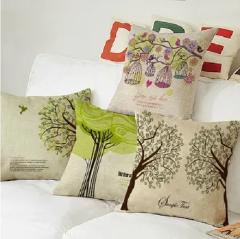 

Fresh garden wind Green Tree cotton Cushions Pillow Cushion for Car Office Home Decor sofa Cushions 45*45cm 4PCS/LOT